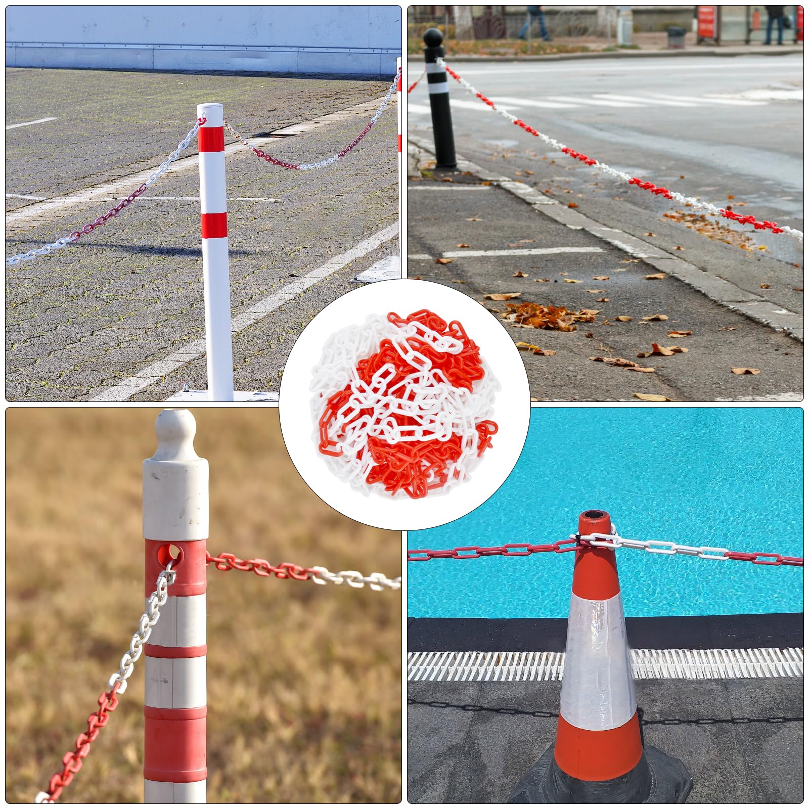 Catena Di Plastica Per Parcheggio Barriera A Catena Plastica 8m - Segnaletica Sicurezza Rossa/Bianca Ad Alta Visibilità Barriera Plastica - Foto 11