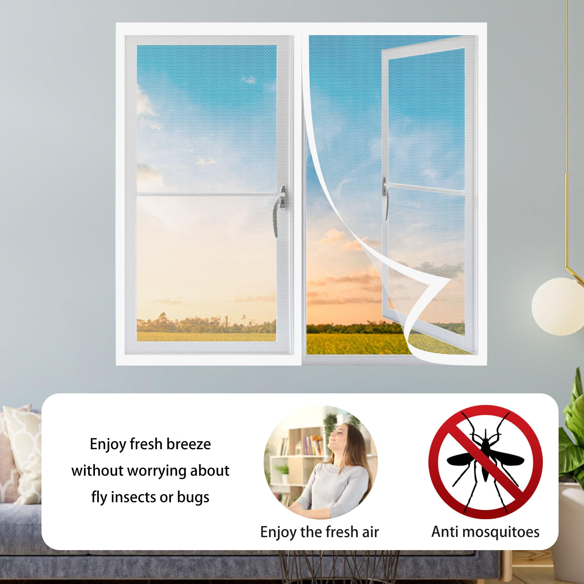 Zanzariere Magnetiche 160 x 180 cm Anti Zanzare Insetti Durevole Zanzariera Calamita Installazione Adesiva Senza Forare per Finestre Qualunque Piccole Grandi, Bianco
