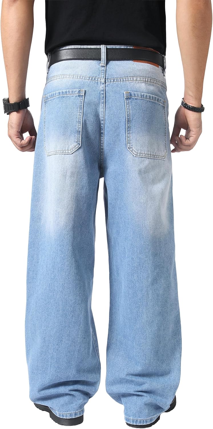 Men's Baggy Hip Hop Jeans Y2K Casual Vintage Wide Leg Skater Denim Pants Loose Fit Long Trousers 2000s Streetwear - Image 4