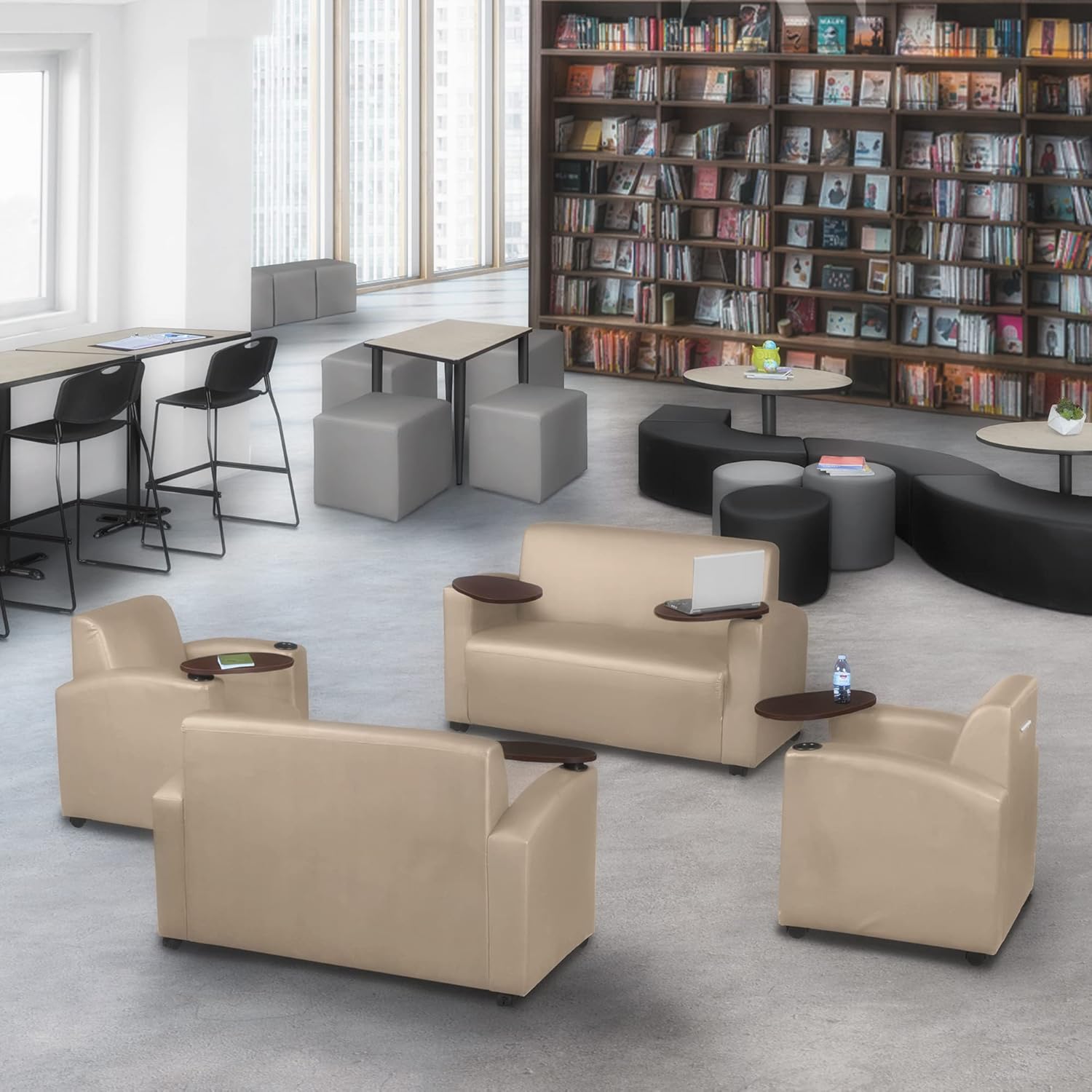 Regency Nova Tablet Arm Chair, Loveseat, Black