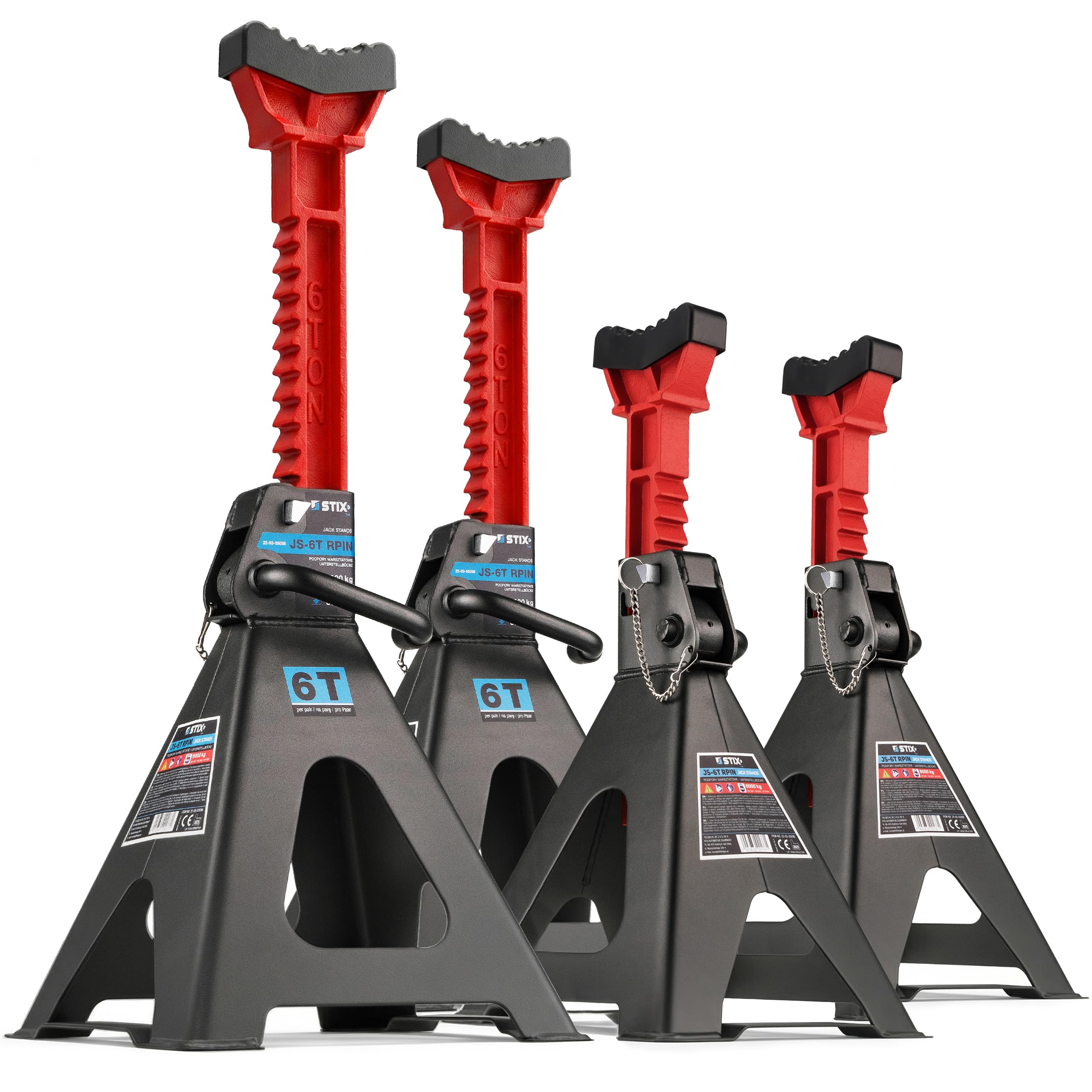 STIX Unterstellböcke 6T 4er Set mit Sicherungspin - Höhenverstellbare Stützböcke 360-585 mm - Sicherheitsböcke für PKW, SUV & Transporter - Werkstattböcke 6 Tonnen