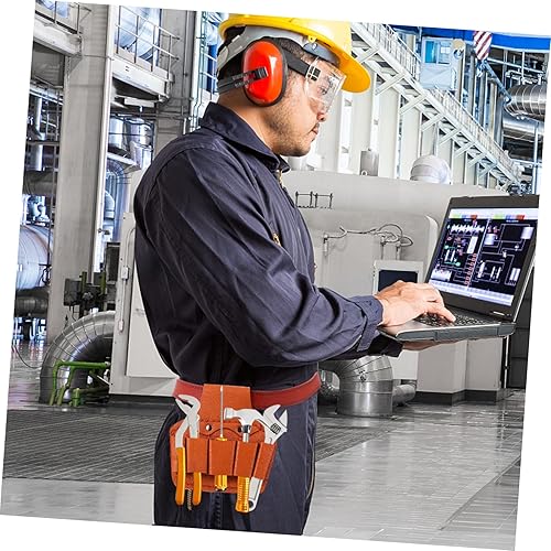 Miniatura 4 de Cowhide Electricista Set Herramientas Contenedor de Almacenamiento Cinturones Marrón Bolsa de Herramientas Organizada para Oficios