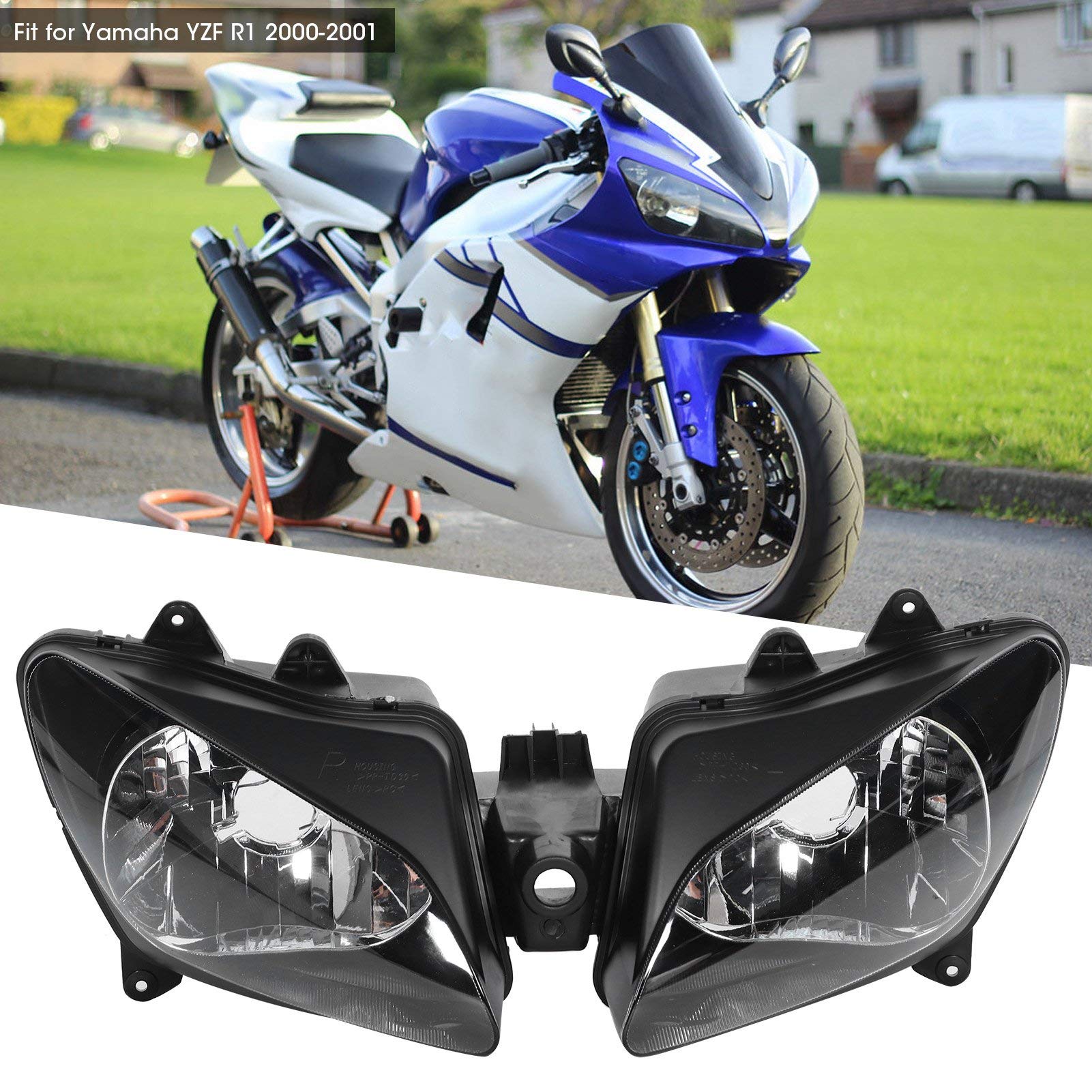 Amazon | オートバイのヘッドライトレンズカバー YZF R1 2000-2001用