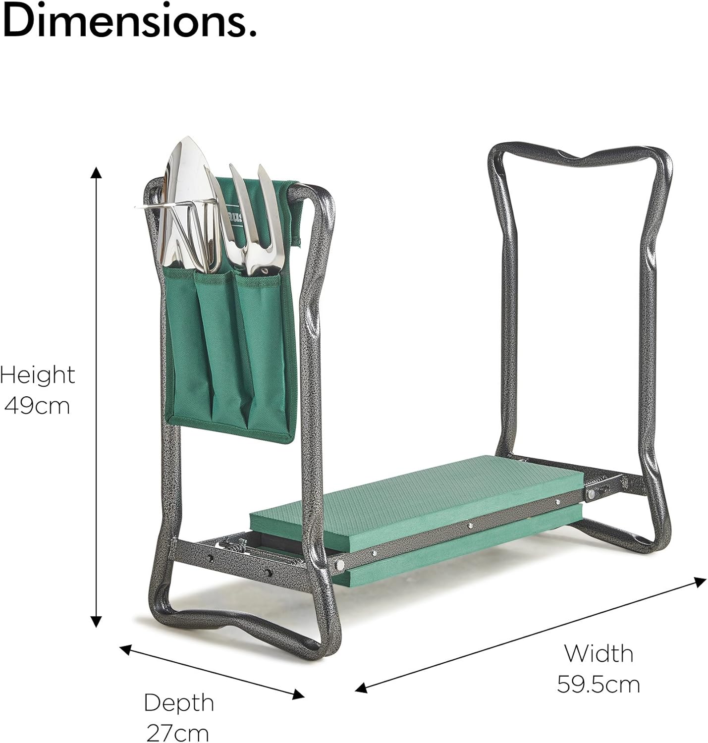 VonHaus 2-in-1 Portable Folding Garden Kneeler Bench and Seat Stool with Tool Bag Accessory - EVA Foam and Steel Frame Perfect for Gardening