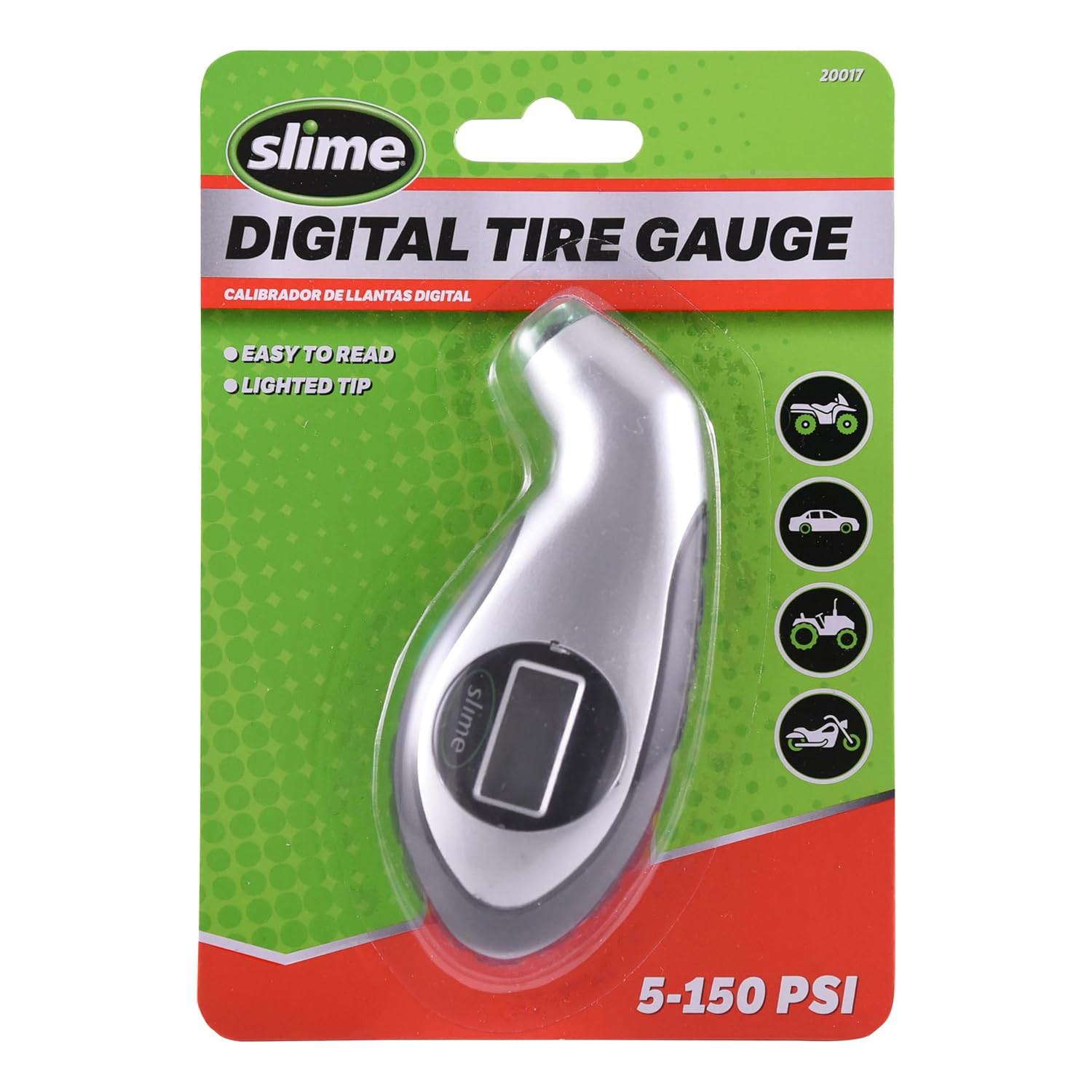 Slime 20017 Tire Pressure Gauge, Digital Gauge, 5150 PSI