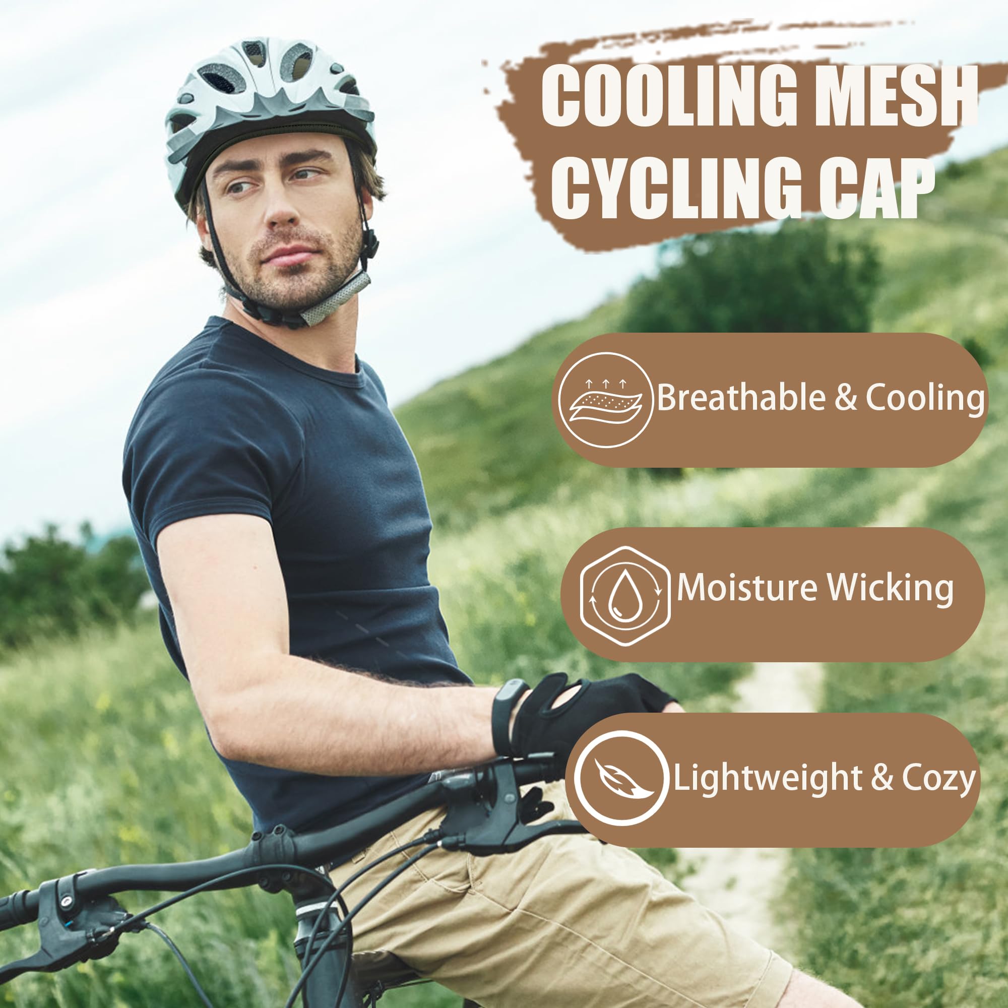 vidsel Gorro de malla transpirable que absorbe el sudor, para ciclismo, correr, para hombres y mujeres