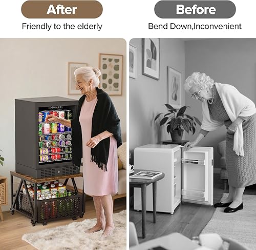 Miniatura 6 de Urban Deco Mini soporte para refrigerador con almacenamiento, carrito de refrigerador resistente con cesta de cajón, mini mesa de refrigerador para