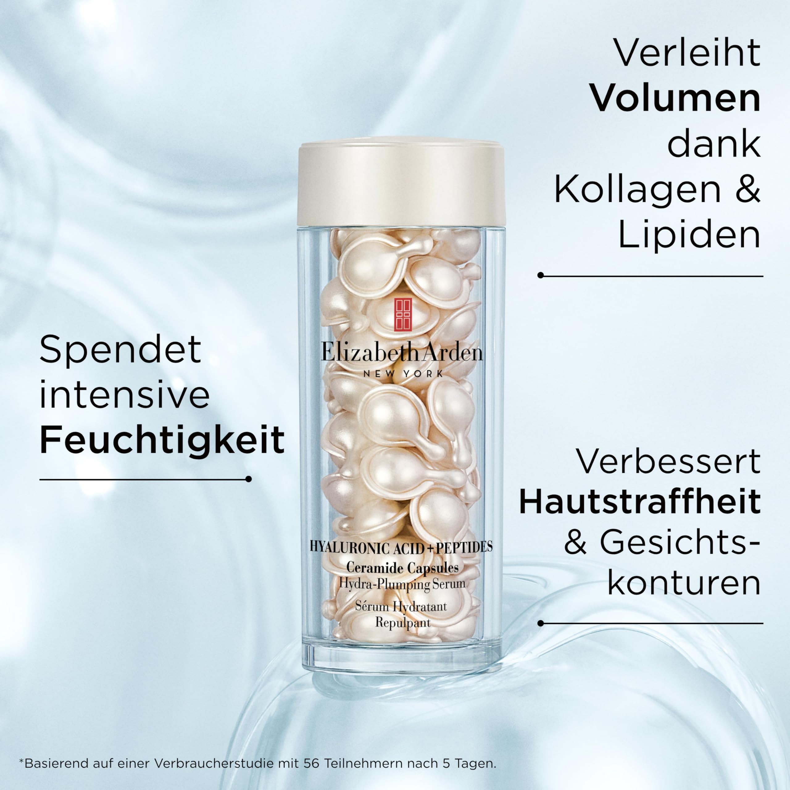 Elizabeth Arden – Hyaluronsäure + Peptide Ceramide Kapseln, feuchtigkeitsspendendes & aufpolsterndes Serum mit multimolekularer HA, seidig-leichte Formel für glattere prallere Haut, für alle Hauttypen