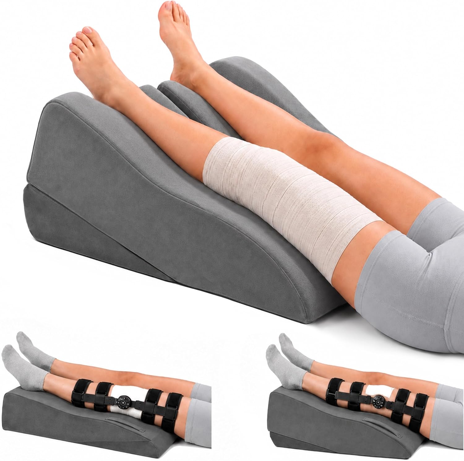 Leg Elevation Pillows for After Surgery, Double Leg, Set of 2
