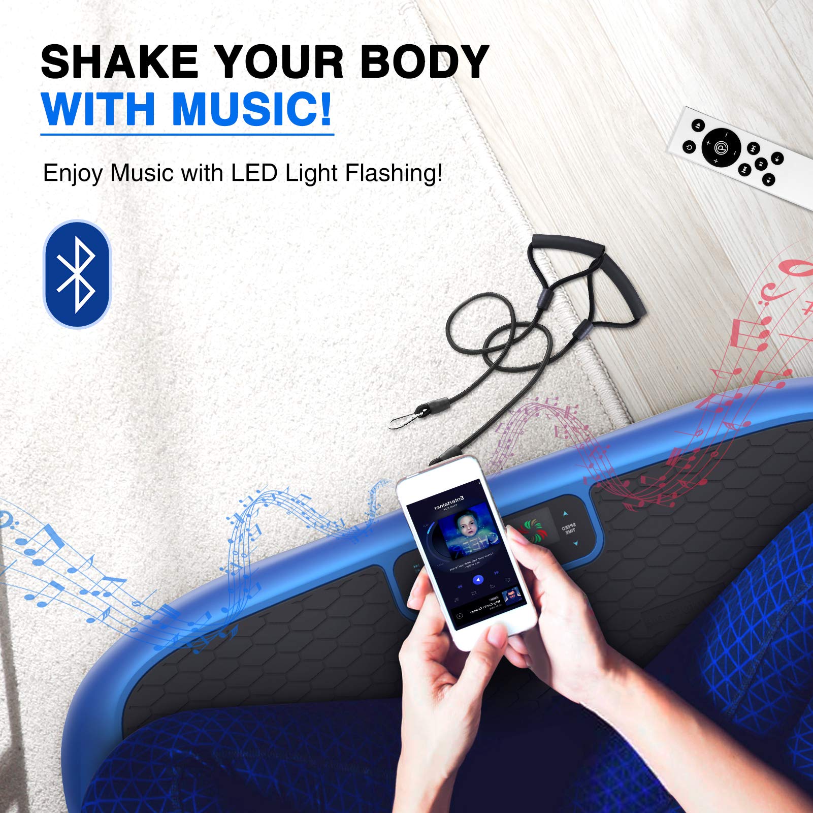 Natini Vibration Plate, Whole Body Vibration Platform Exercise Machine with Bluetooth Speaker, Home Fitness Equipment for Weight Loss & Toning(Jumbo Size) view 3