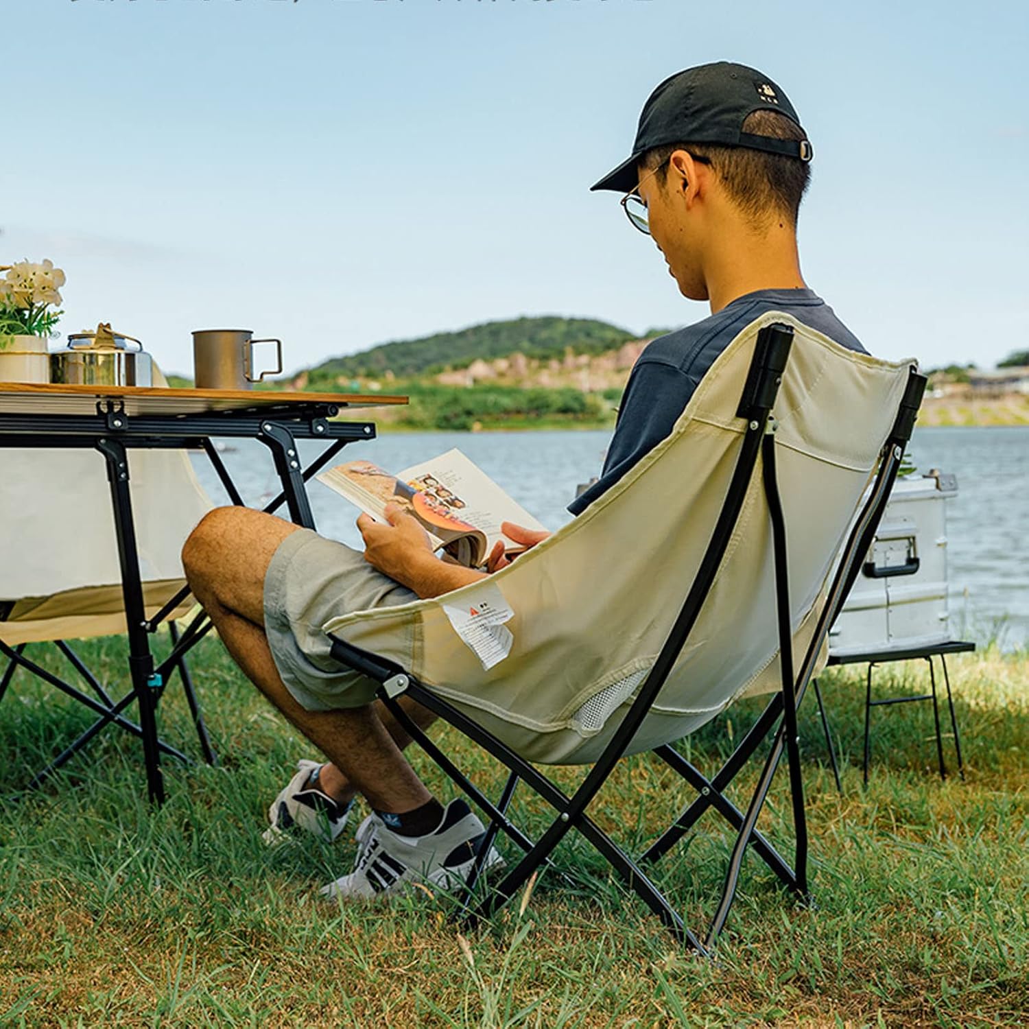 取り外し可能なポータブル折りたたみ式ムーンチェアアウトドアキャンプ
