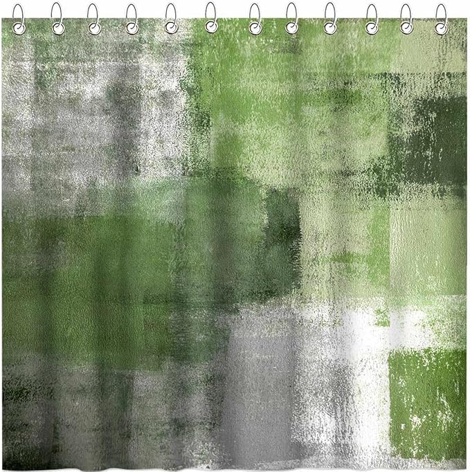 Mocsicka Green Abstract Shower Curtain Green and Grey