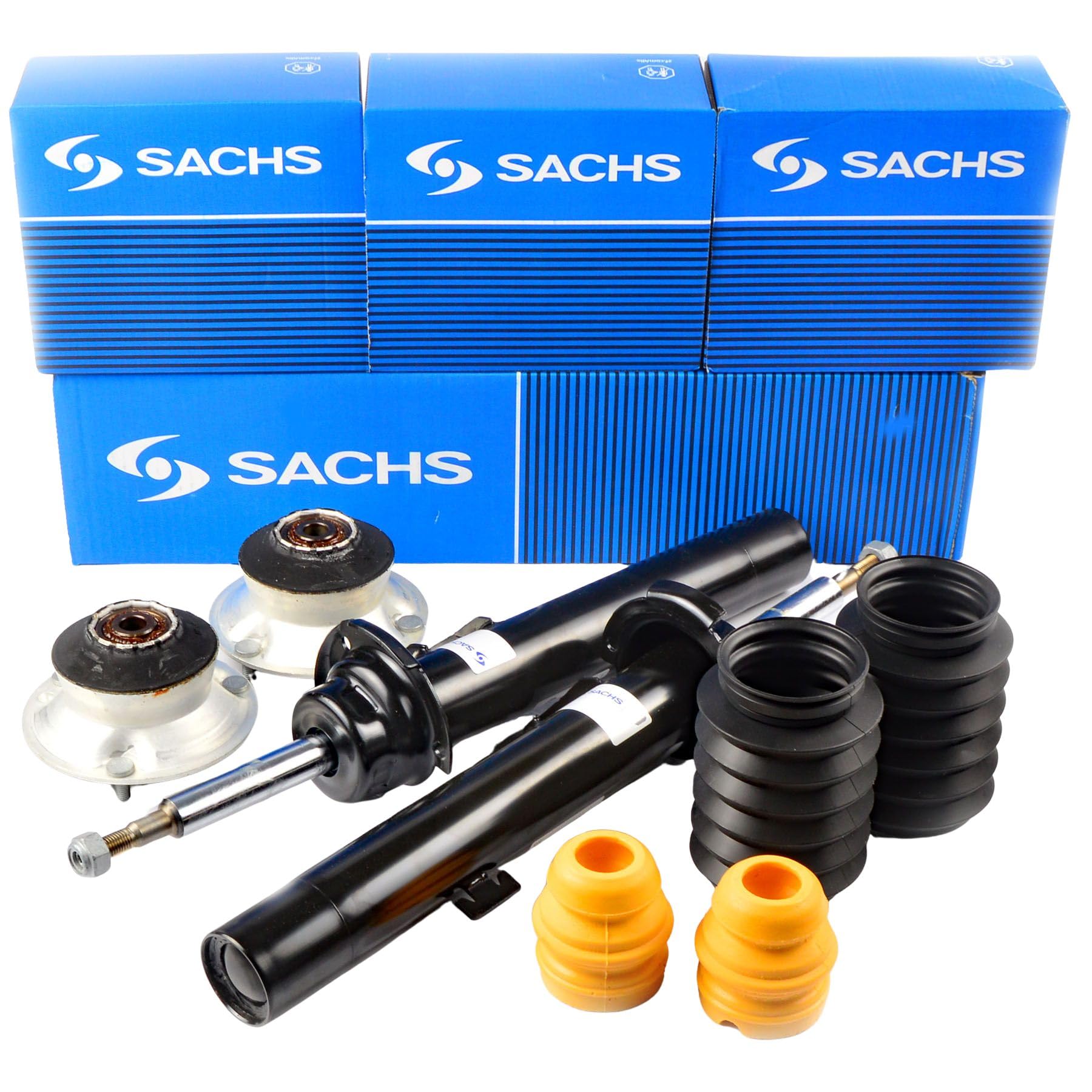 SACHS 311405/311406 Ammortizzatori + 2x 802186 Supporti ammortizzatore + 900133 Kit di servizio anteriore per BMW Serie 3 E90–E93 M-Technik (Set da 5 pezzi)