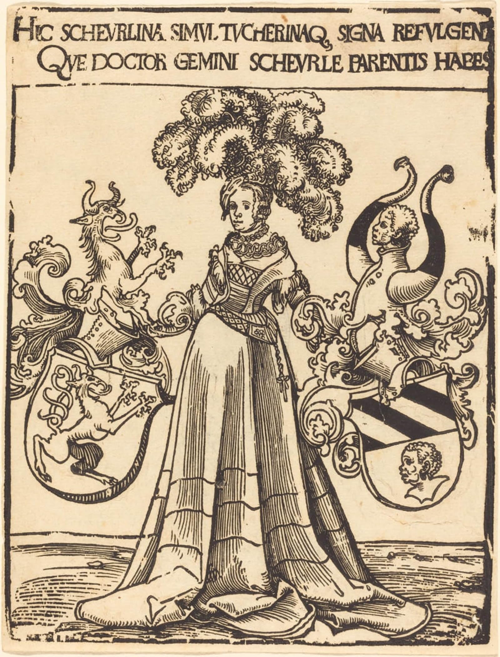 POSTERIIk Famous Modern Artwork Art Mural Bookplate of Scheurl and Tucher by Lucas Cranach the Elder Oil Paintings Pictures for Home Decor 60x90cm