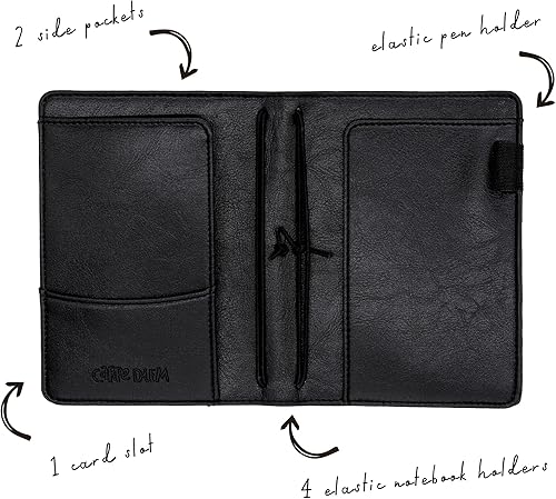 Miniatura 9 de Pukka Pad, Carpe Diem - Funda para cuaderno y pasaporte A6 de 5.2 x 4.3 pulgadas, cuenta con 4 soportes elásticos para bloc de notas, 2 bolsillos