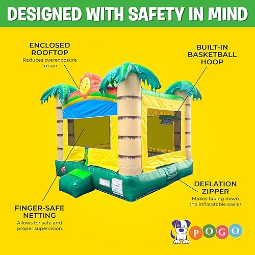 Miniatura 4 de Crossover Tropical Jungle - Casa inflable con cara sonriente - 13 x 12 x 14.5 pies - Gran unidad inflable de castillo para niños - Casa inflable