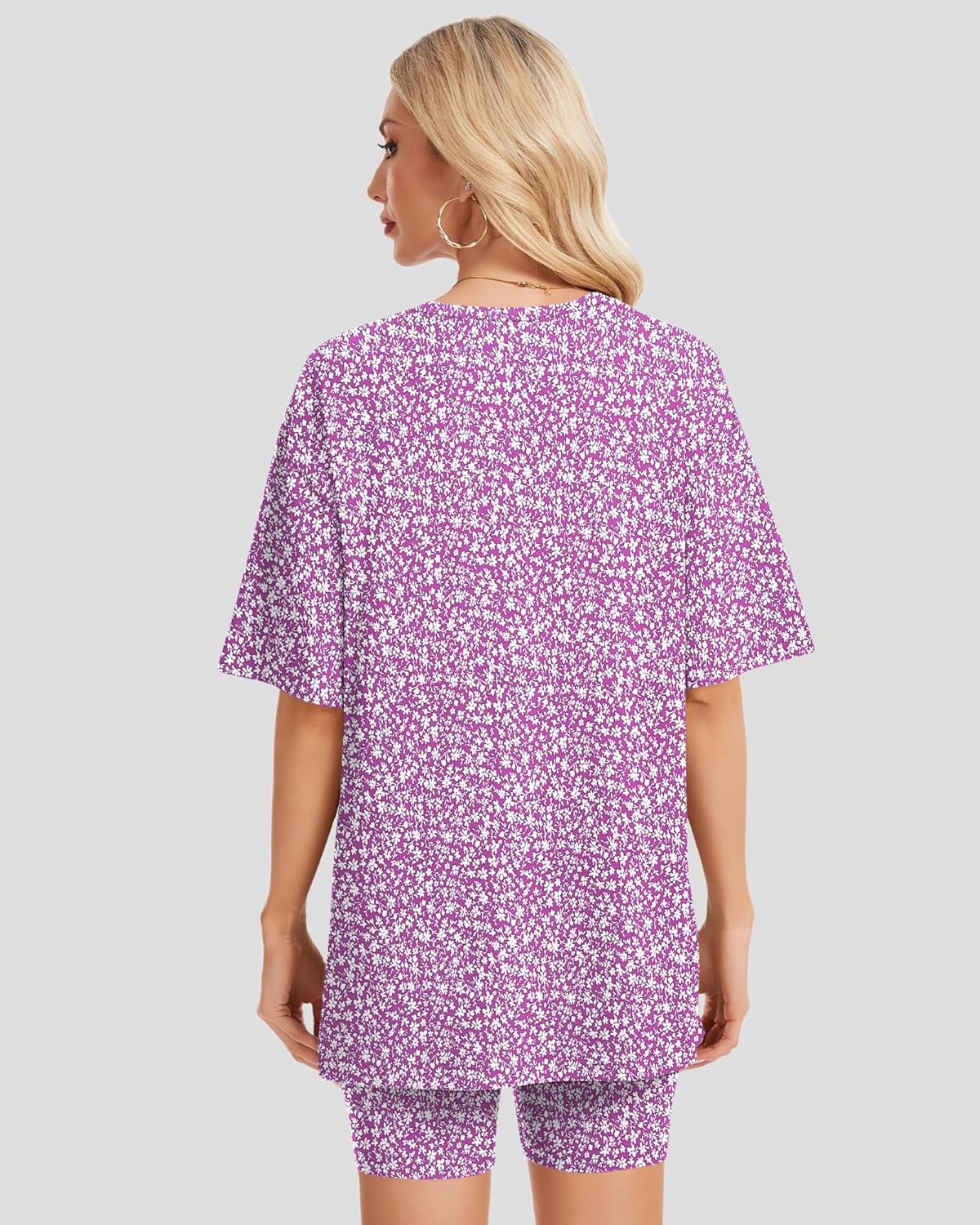 AUSELILY Women's Two Piece Lounge Set Summer Crew Neck Short Sleeve Oversized Shorts Set Matching Sets Women Clothing 2026 - Image 5