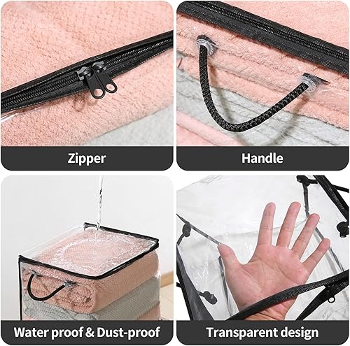 Miniatura 3 de 10 piezas de bolsas de almacenamiento transparentes con cremallera y asas, almacenamiento de suéter con cremallera de dos vías, organizador