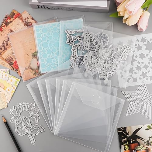 Miniatura 8 de 20 bolsillos de almacenamiento de sellos y troqueles, bolsas de sellado de plástico transparente resellables, estuche de almacenamiento para