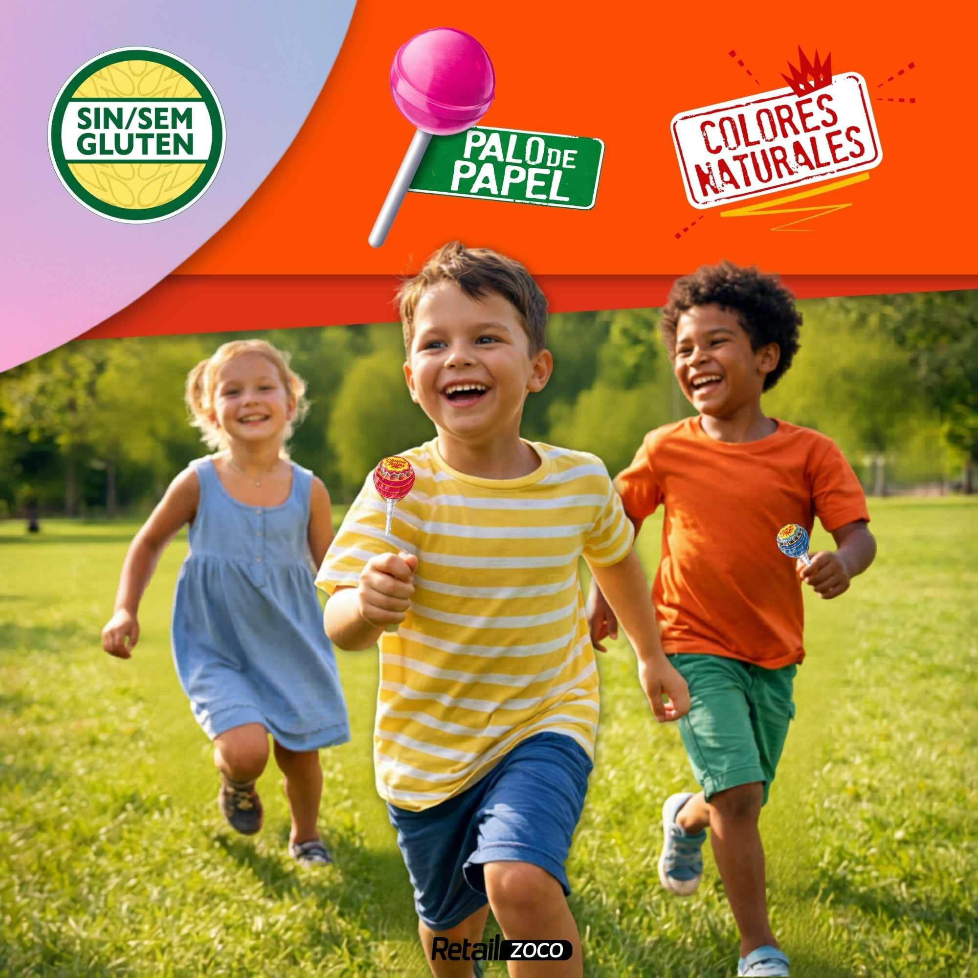 Caramelo Chupa Chups Original sabores Variados, Caramelo con palo de papel, Tamaño original, Apto para veganos, sin gluten, es completamente apto para celíacos, Contiene 1 bolsa de 120 unidades - imagen 3