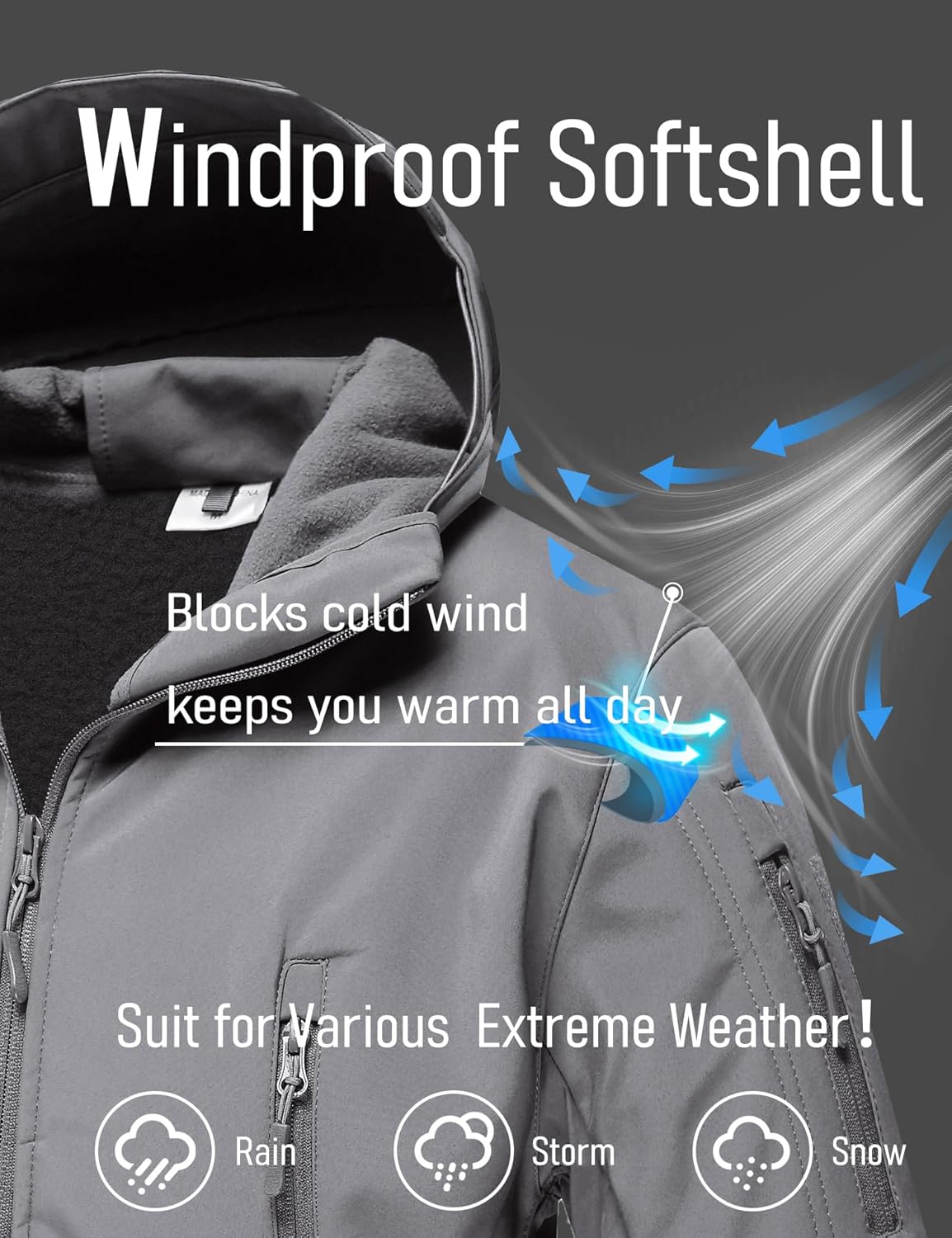 MAGCOMSEN Men's Jacket Tactical Performance Waterproof Softshell Jackets Fleece Lined Ski Snow Winter Windbreaker - Image 5