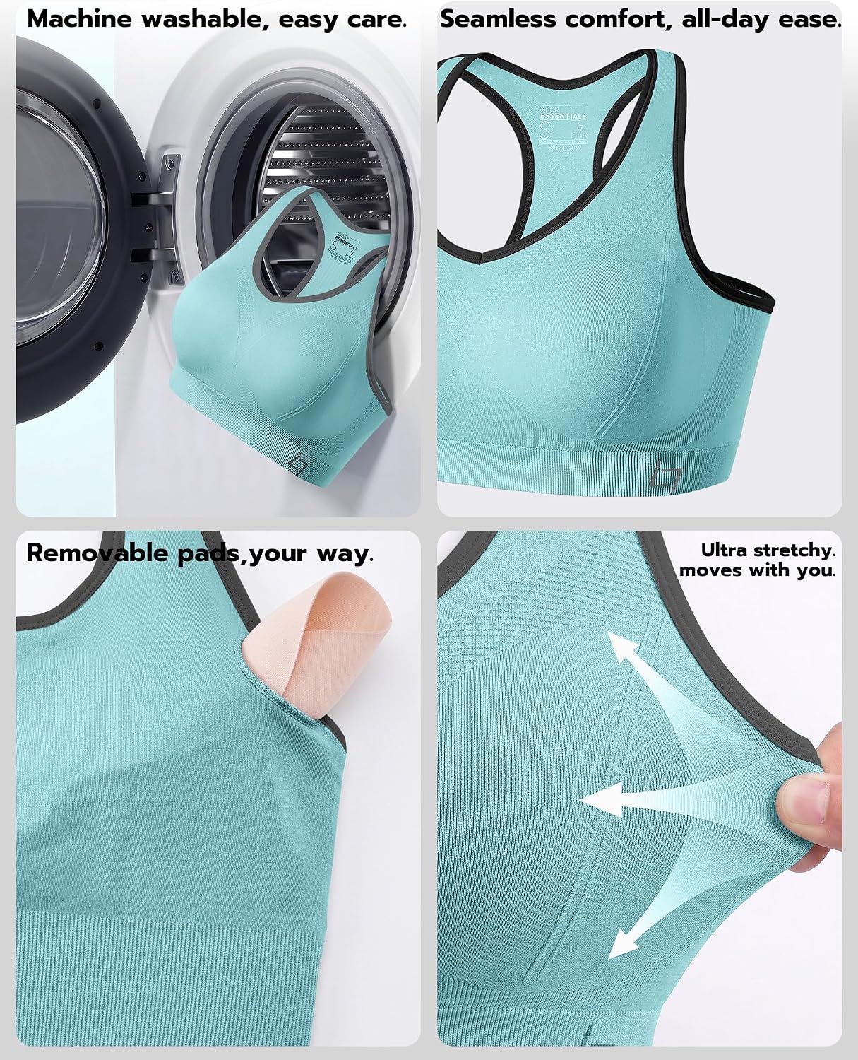 FITTIN Supportive Sports Bra for Large-Bust: 12-Hour Zero-Pressure Comfort - Full Coverage Workout for Plus Size Women