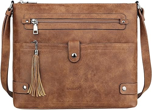 Miniatura 18 de FADEON Bolsos cruzados grandes para mujer, bolso cruzado de cuero de diseñador, bolso de hombro con múltiples bolsillos