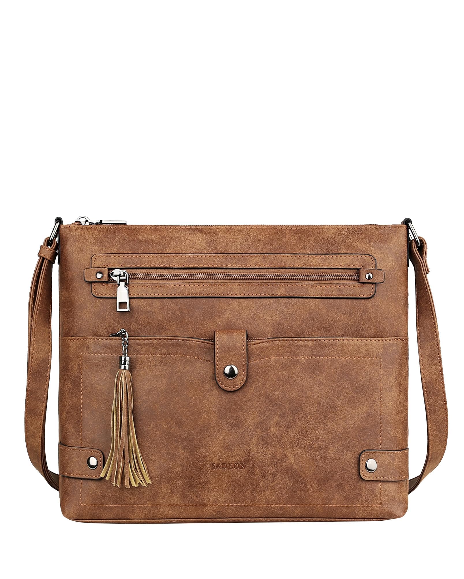 FADEON Large Crossbody Purses for Women Crossbody Bag, Designer Leather Cross Body Purses Multi Pocket Shoulder Bag