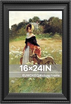 16x24 Frame, 16 x 24 Luxury Wide Picture Frame, Elegant Ornate Embossed Decorative Poster Frame for Art Prints, Posters, Photos, Home Wall Decor & Gallery Display, Black
