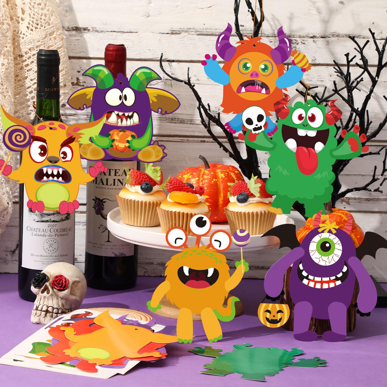 DKINY 12 Kits DIY Monstres Halloween En EVA Avec Autocollants – Activité Manuelle Enfants Créative – Fête Carnaval École Anniversaire – Décorations Suspendues