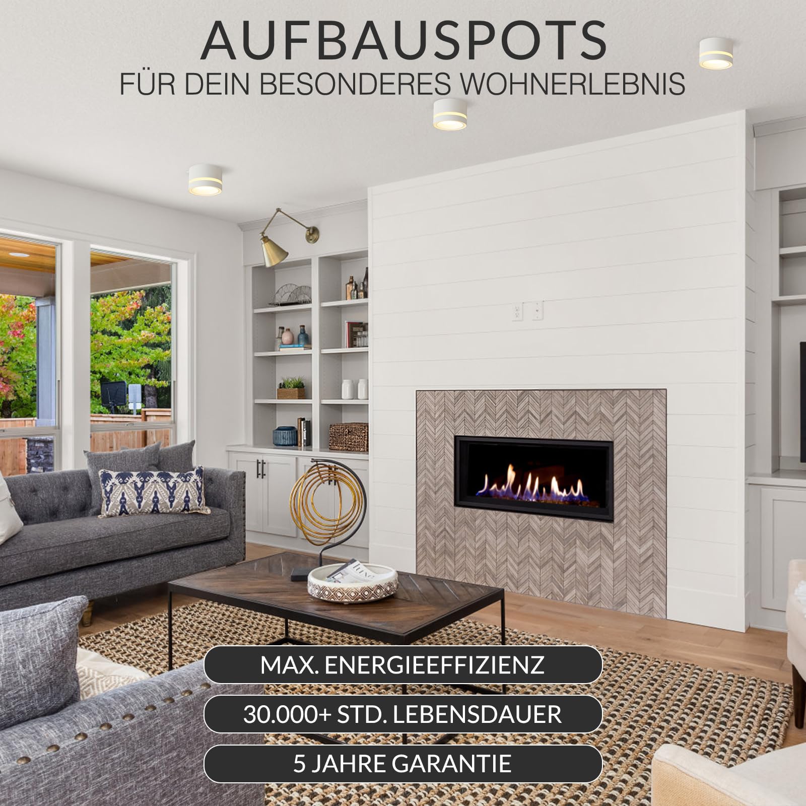 HCFEI LED Aufbauspots IP44 - Ø85*55mm Deckenspots - 6W 600LM GX53 LED Aufbaustrahler - Aluminium Aufputz 230V Aufbauleuchte Deckenlampe für Bad Badezimmer (Weiß 2700k 4 Stück)