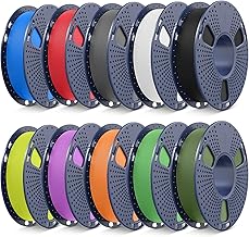 SUNLU Pack 10 Colors Matte PLA Filament 1.75mm, Matte PLA Filament for 3D Printer, 250G/Spool, Total 2.5kg, Black+White+Grey+Red+Blue+Green+Fluorescent Yellow+Orange+Violet+Olive Green​