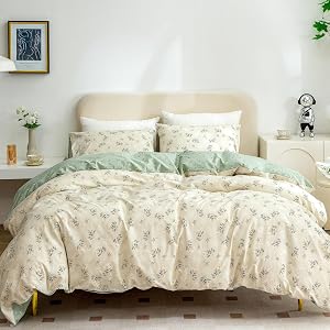 Floral Duvet Cover Queen, Brushed Microfiber 3 Pieces Floral Bedding Set Queen, Garden Style Flower Pattern Flower Queen Duvet Cover, with Zipper Closure, Luxury Soft Breathable Comfy