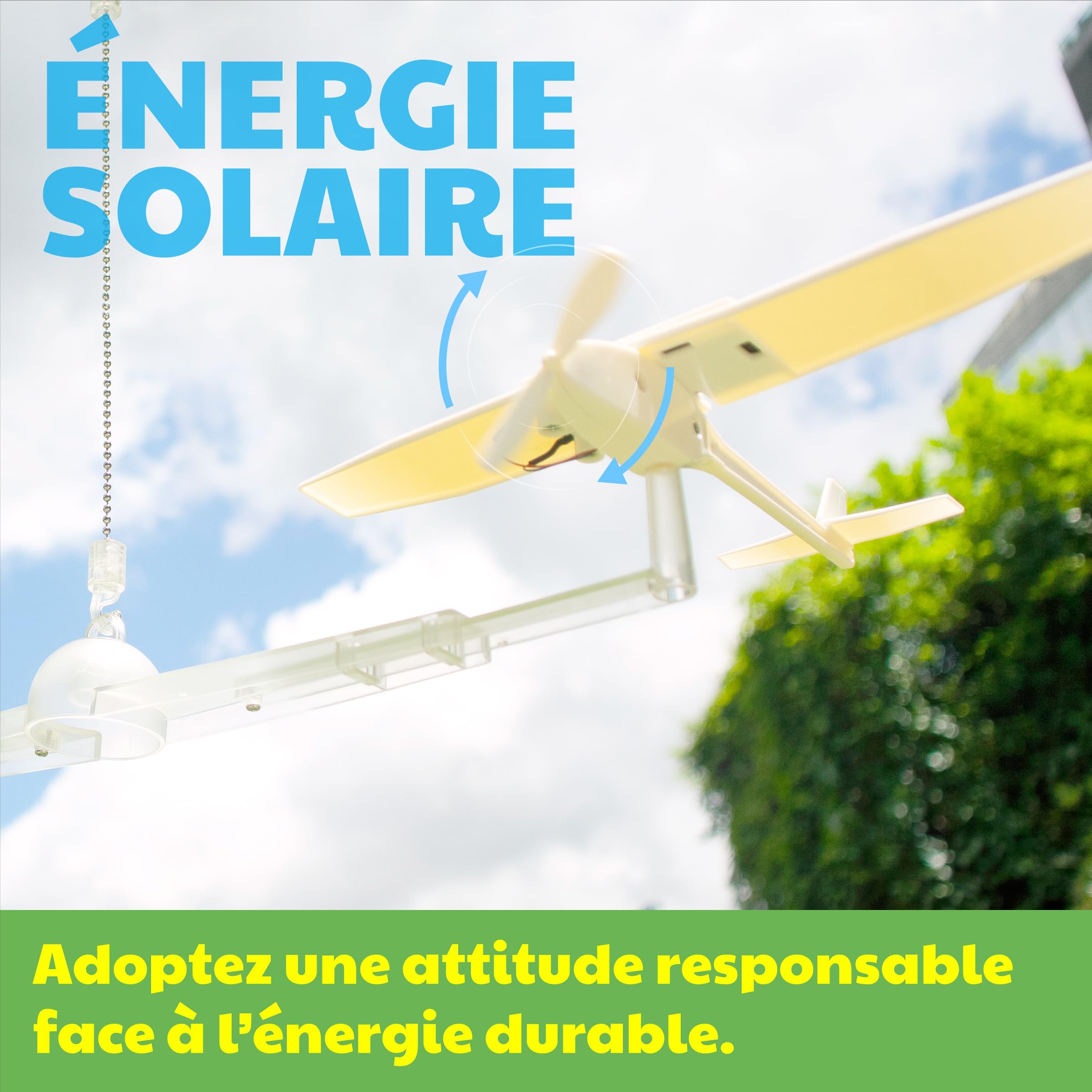 4M Green Science Avion Solaire Mobile – Kit STEM à Construire – Jouet Éducatif Énergie Solaire – Mobile Avion avec Panneau Solaire – Enfants 5+