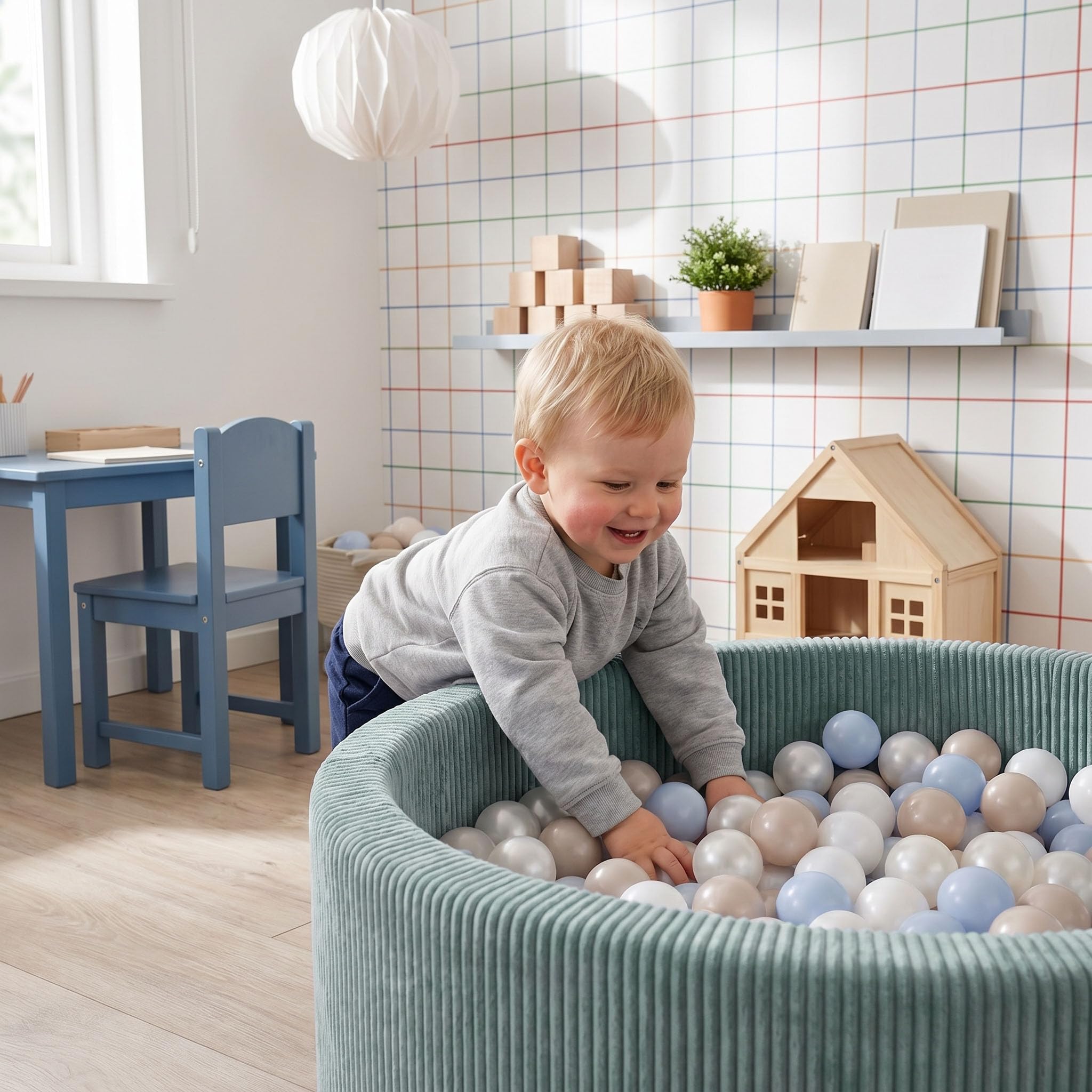 KiddyMoon Piscina Bambini Lavabile 90 X 30 Cm Con 200 Palline, Piscina Con Palline Per Bambini, Gioco Da Interno In Schiuma, Facile Da Pulire