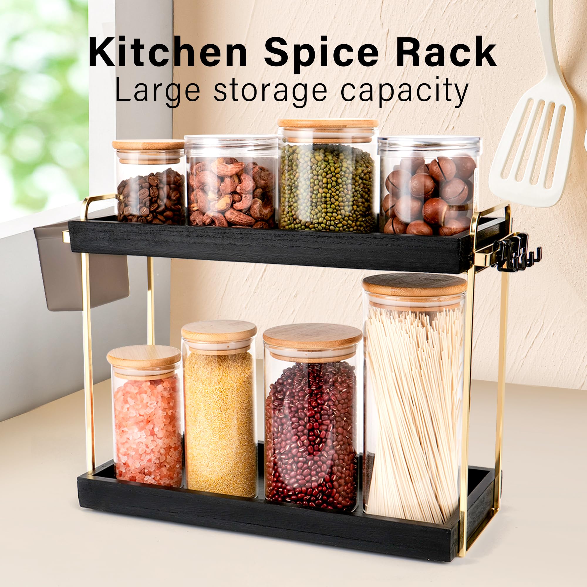 Organizzatore Cucina A 2 Ripiani Nero - Scaffale In Acciaio Per Sotto Lavello, Cassetti, Armadietti