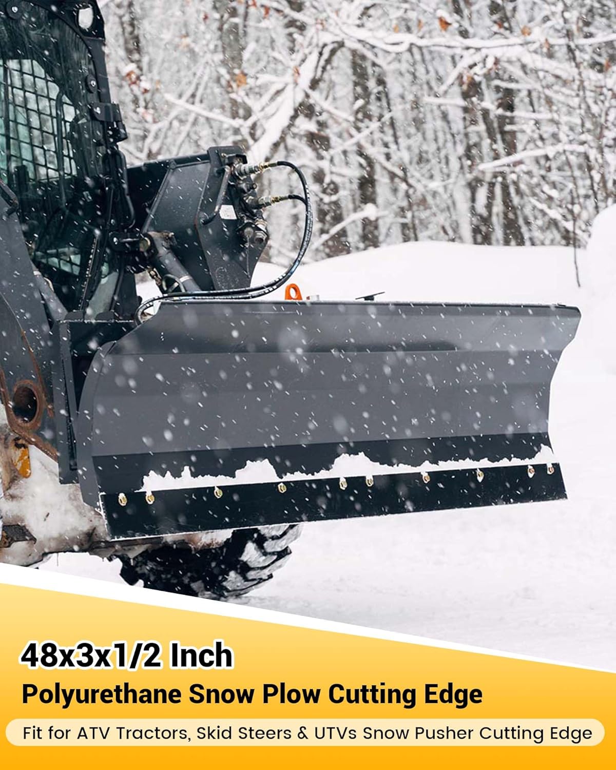 48x3x1/2 Inch Polyurethane Snow Plow Cutting Edge Fit for ATV Tractors, Skid Steers & UTVs Snow Pusher Cutting Edge, Heavy Duty Replacement Blade for Front Snow Blade Plow