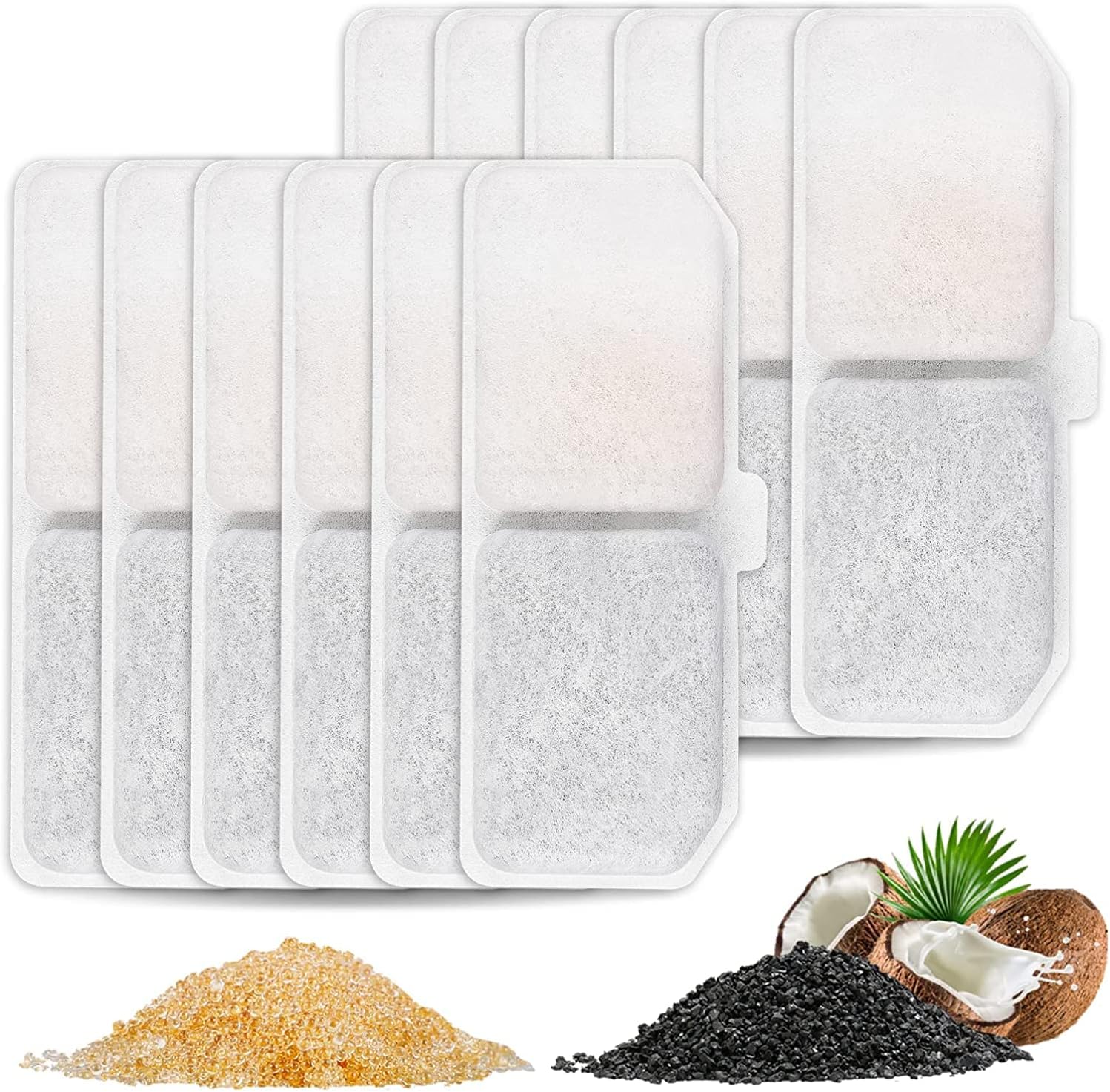 Cat Water Fountain Filters, 10-Packs Pet Water Dispenser Filter With Triple Filtration System, Pet Fountain Carbon Filters Compatible with 3L Automatic Pet Fountain