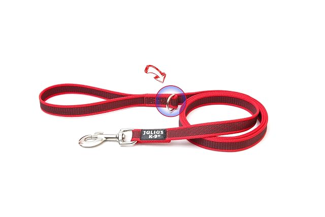 Correa IDC Color & Gray con asa y anillo en D, 20 mm x 1,8 m, Rojo-Gris