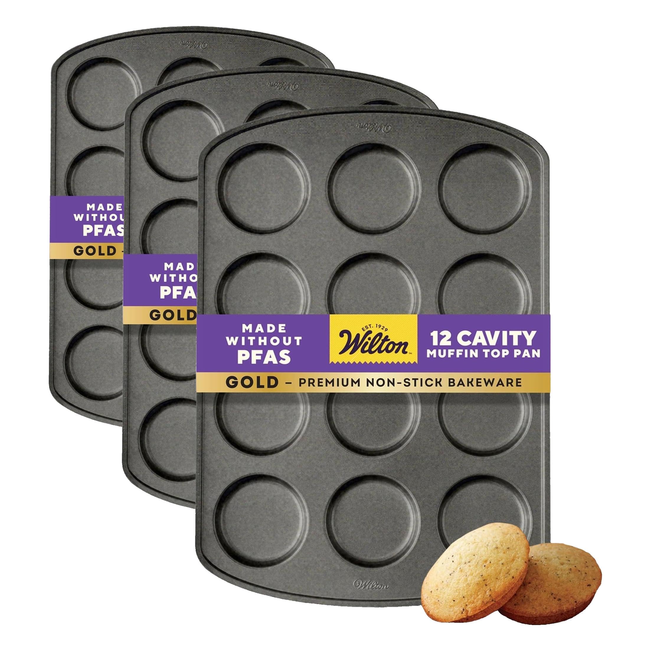 Wilton Gold Non-Stick Muffin Top Pan - PFAS Free -13