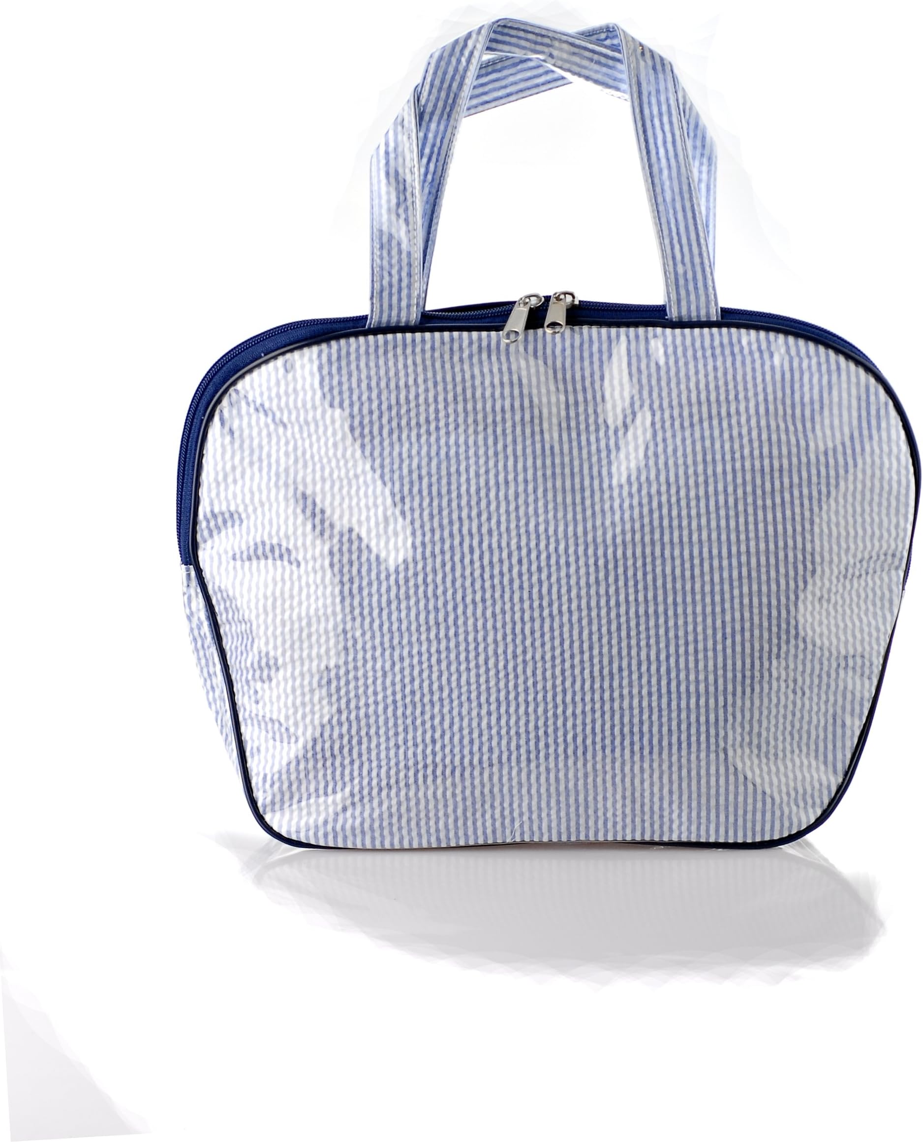 Customized Vinyl Diaper Bag With Zipper Closure Embroidered With Your Text (Blue)