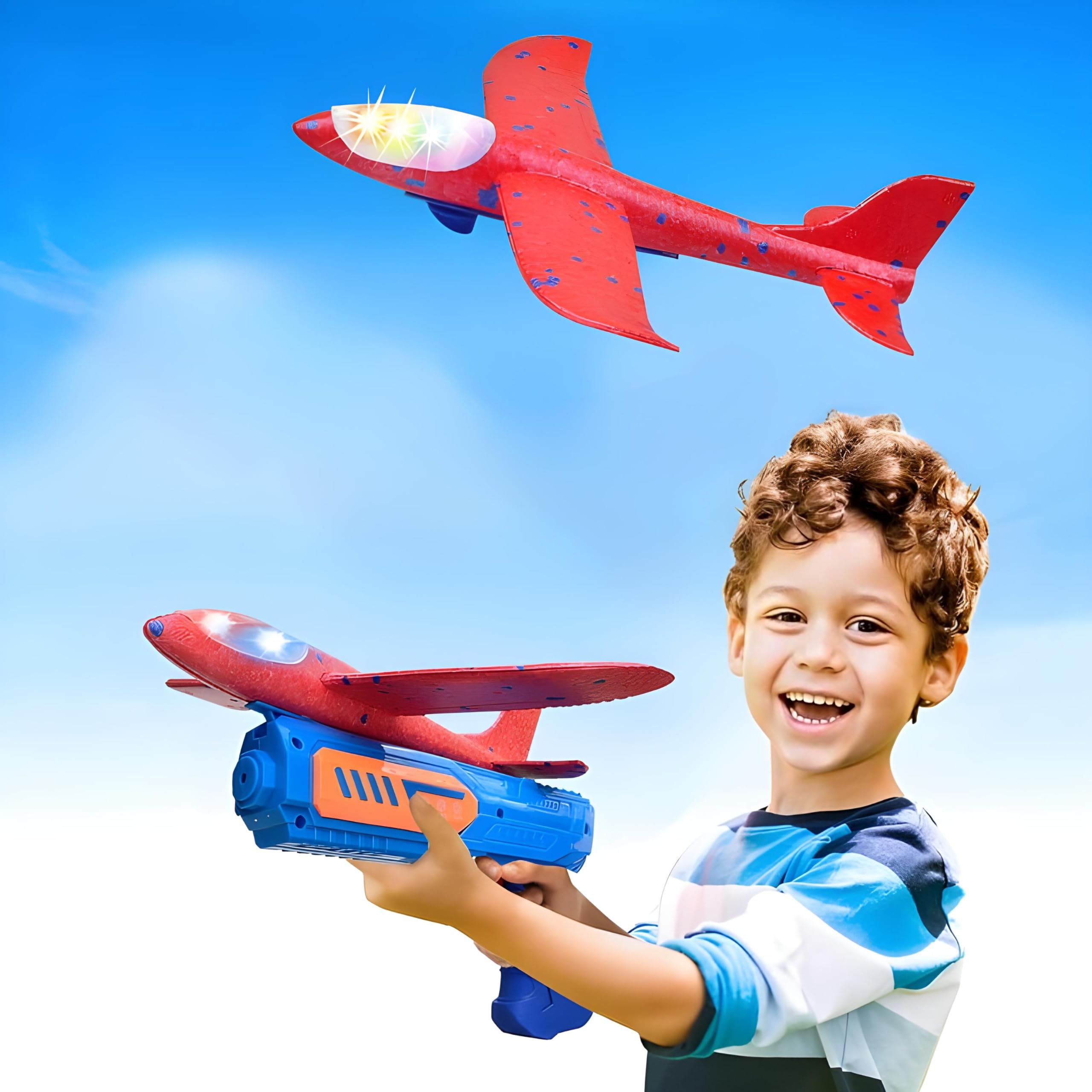 Toybot LED Light Foam Glider Airplane Launcher – Exciting Dual Flight Modes and Catapult Shooting Mechanism for Kids’ Ultimate Outdoor Fun - Best Gift Fo Kids Airpalne Shooter (B0D84RHNPB) Amazon Price History, Amazon Price Tracker