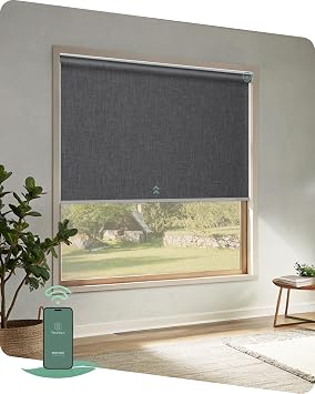Yoolax Motorized Blinds App Control, Ashfall Gray, 28" W x 72" H