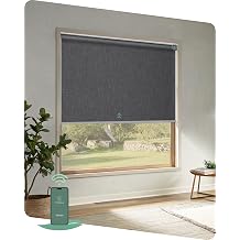 Yoolax Motorized Blinds App Control, Ashfall Gray, 24" W x 72" H | Blackout Automatic Roller Shades App Control for Bedroom Home Office, Electric Blinds for Indoor Windows, Easy to install