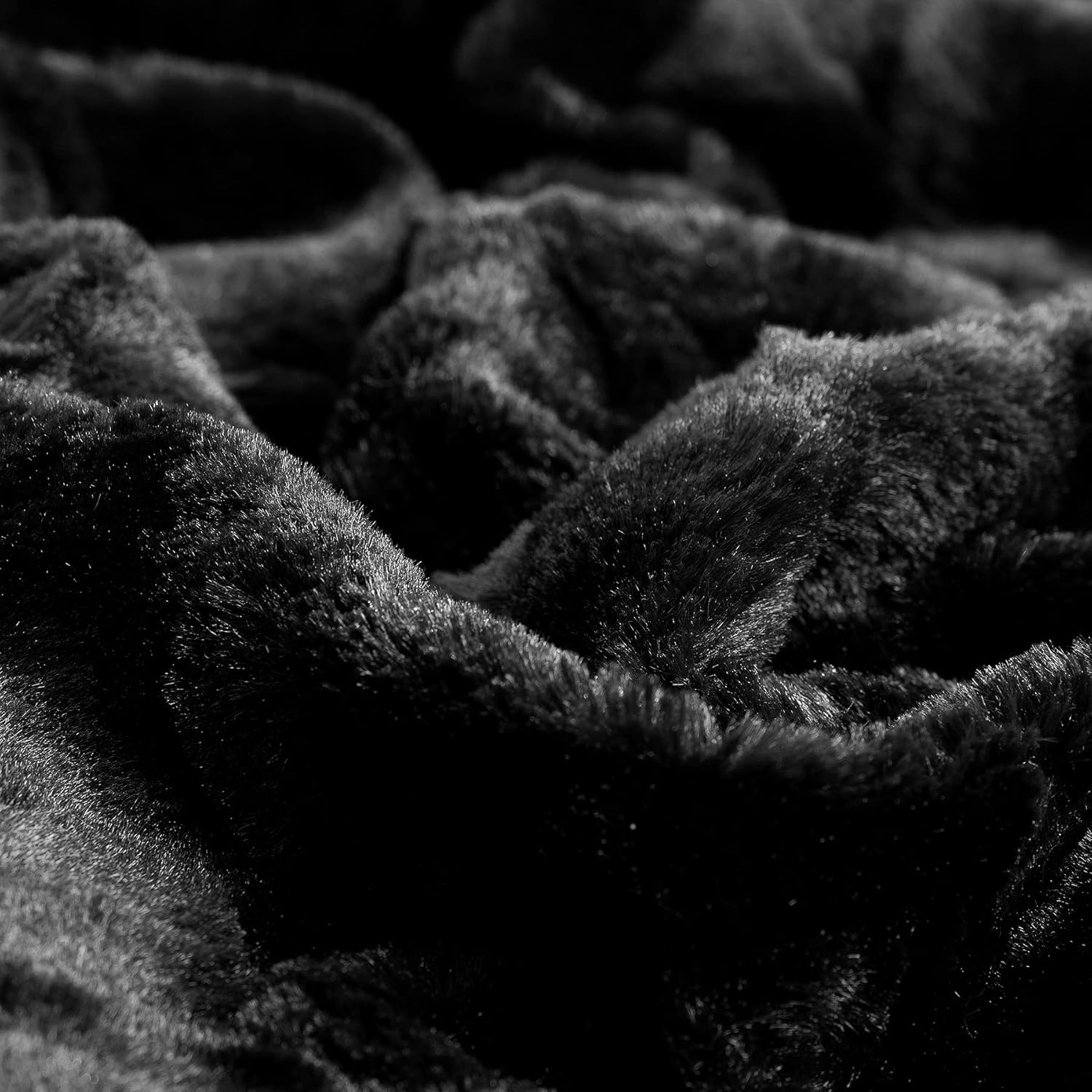 TOONOW Faux Fur Luxury Throw Blanket,Double Side Soft Fluffy Shaggy Fuzzy Blanket for Couch Sofa Bed (Black, Throw) - Image 4