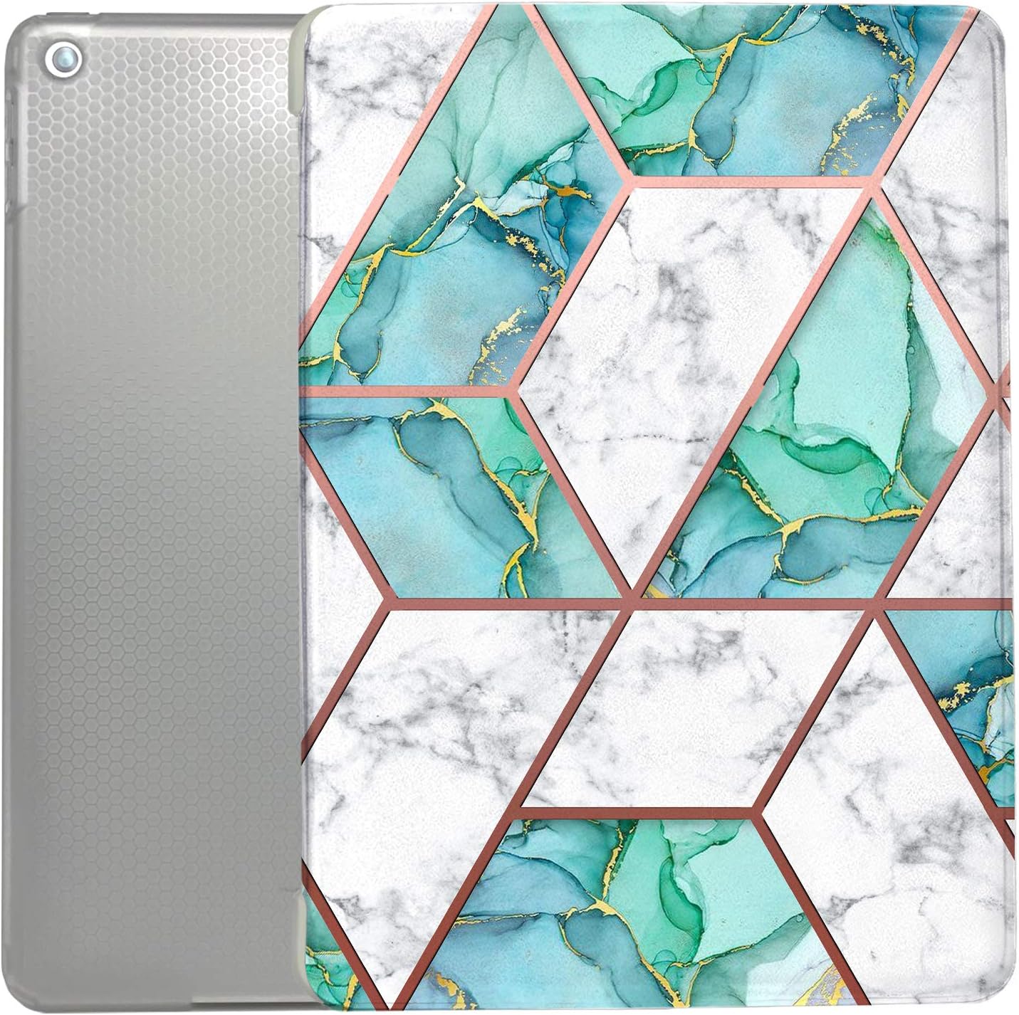 DuraSafe Cases iPad Air 3 2019 PRO 10.5 Inch [ Air 3rd Gen 2017 ] MQF12LL/A MQEY2LL/A MQF22LL/A MQF02LL/A Trifold Printed Slim Adjustable Stand Feature Case TPU Heat Dissipation Back - Marble Green