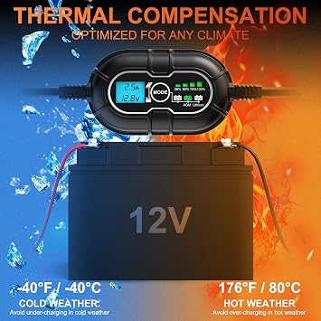 SUNER POWER 10 Amp 12V MPPT Solar Charge Controller, LCD Display + State-of-Charge, 10A Solar Panel Regulator with Temp Sensor for 12Volt Lead-Acid, AGM, Gel, Flooded and Lithium LiFePO4 Battery