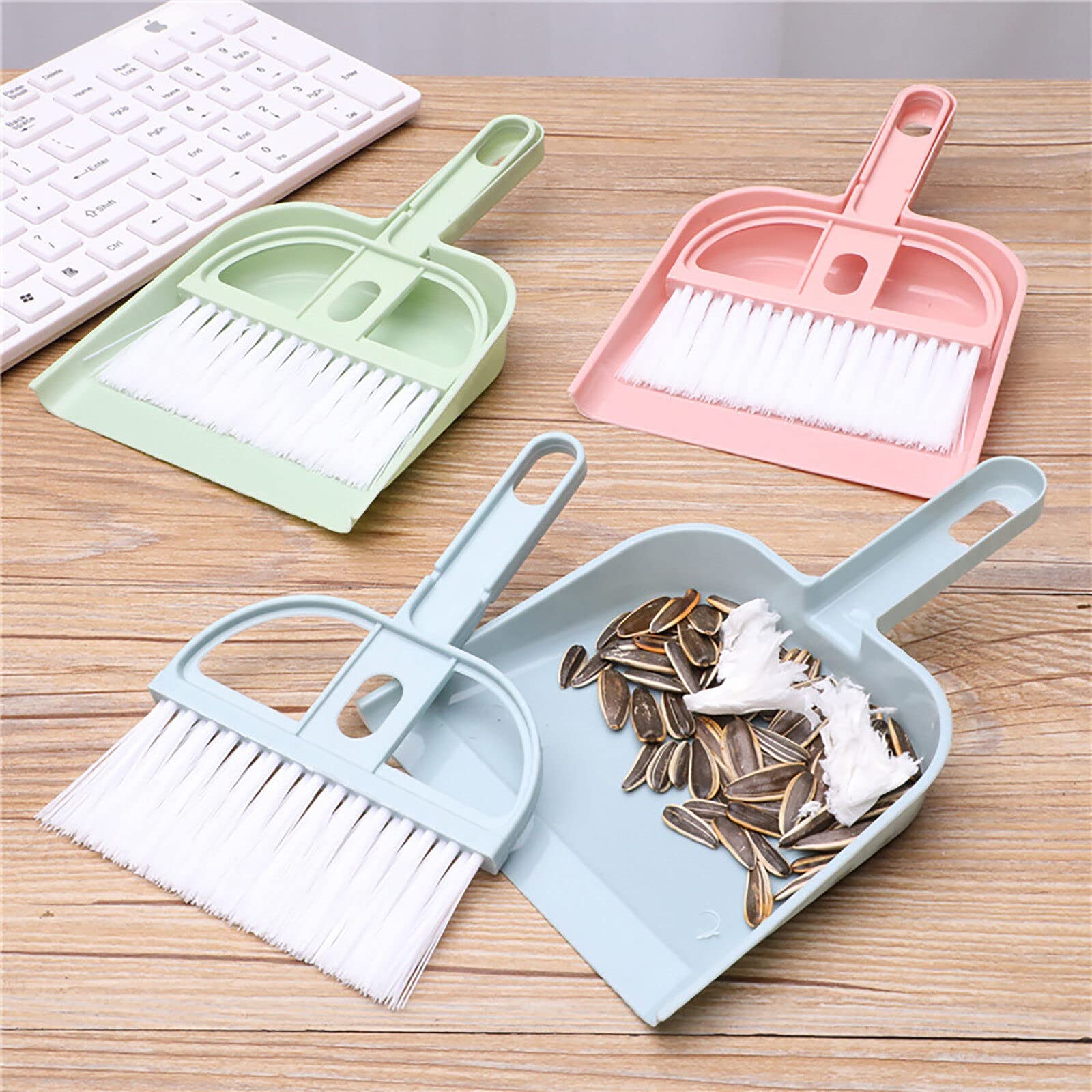 Generic Mini Cleaning Brush Small Broom Dustpans Set Desktop Sweeper Garbage Cleaning Shovel Table Household Cleaning Tools, Silver