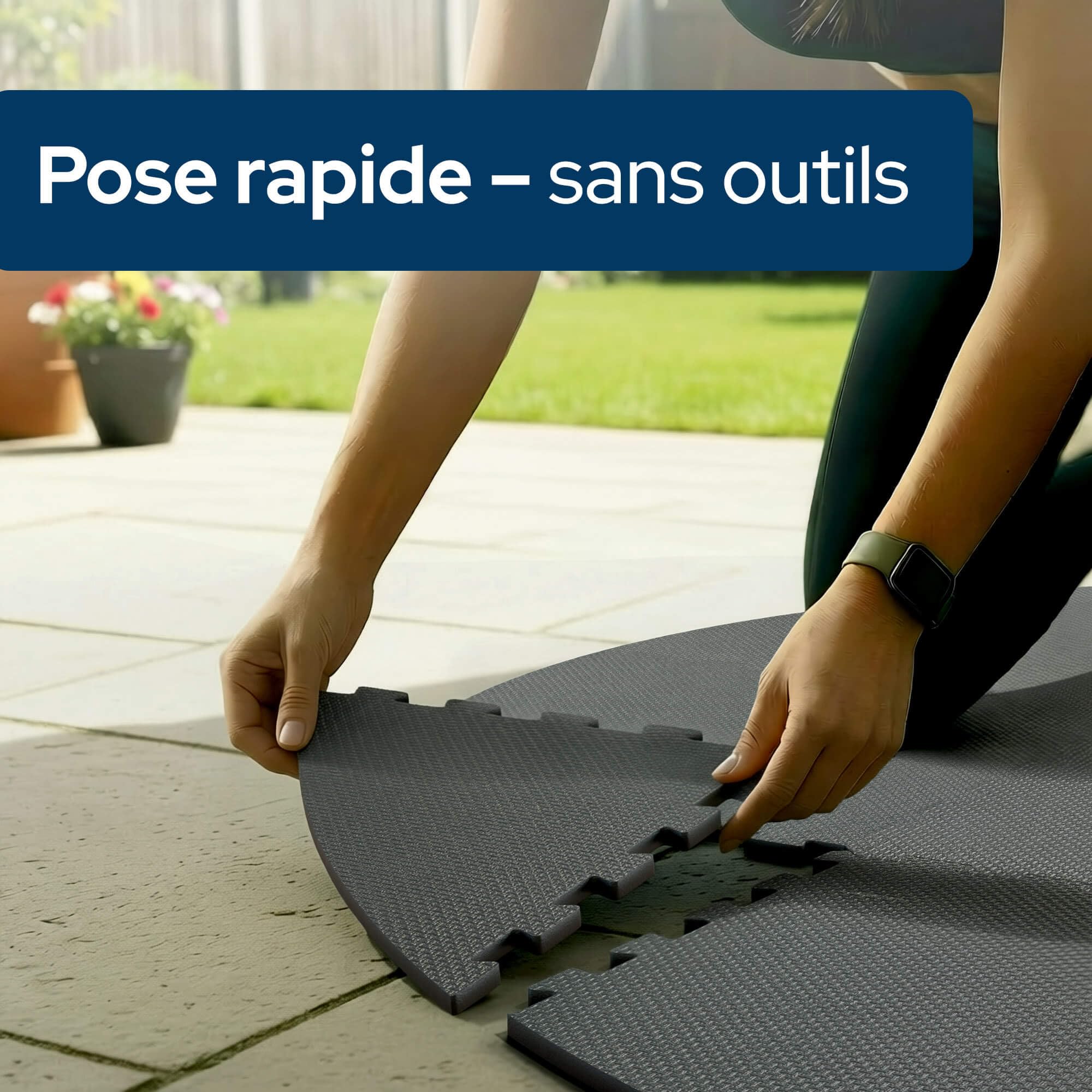 AREBOS Tapis de Protection Rond Ø 200 cm pour Piscine et Spa | Tapis Puzzle Isolant et antidérapant | Protection pour extérieur & Whirlpool Gonflable