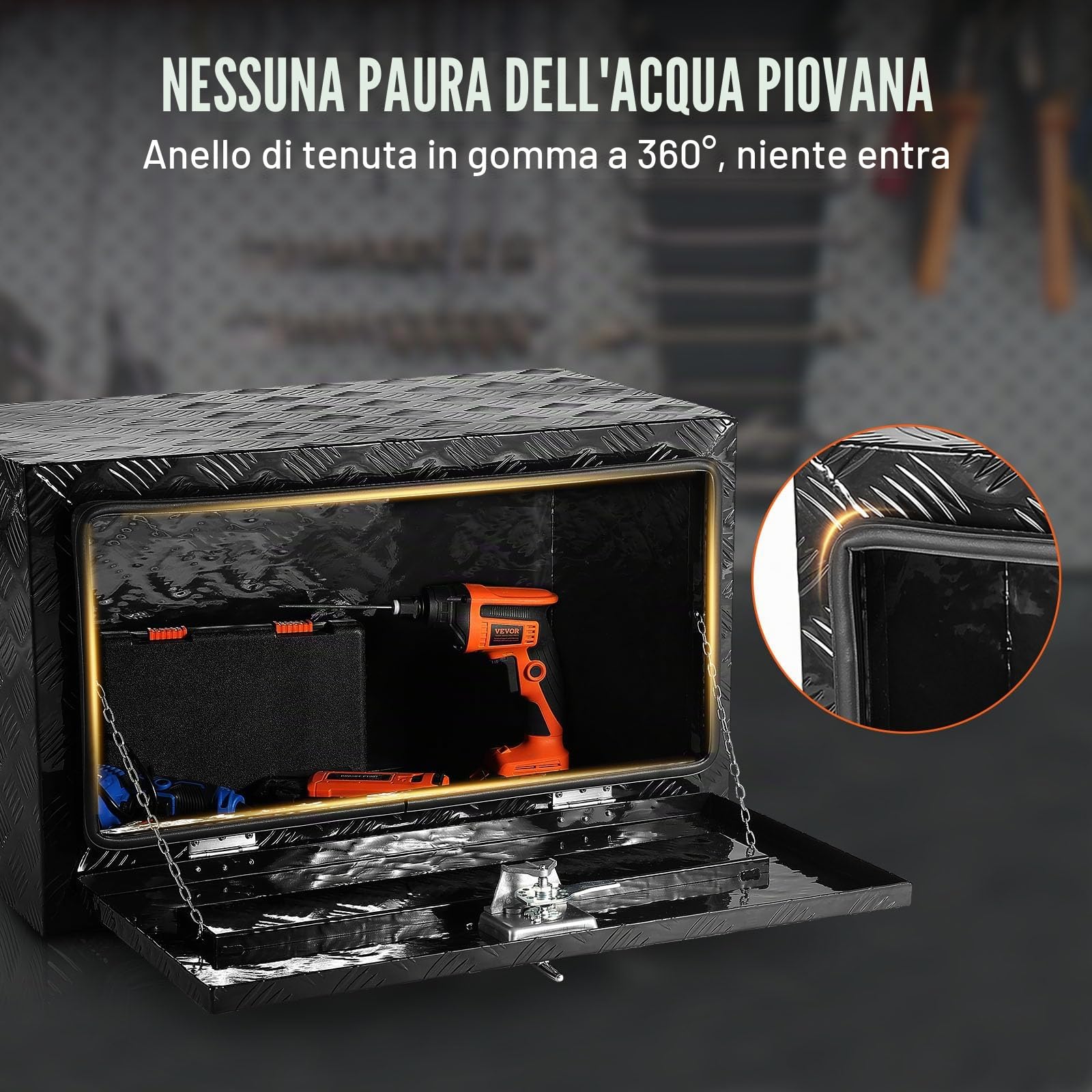 VEVOR Cassetta porta attrezzi per camion autocarro sottoscocca, Cassetta degli attrezzi 914x432x457mm, Scatola portaoggetti per pick-up, Lega di alluminio, Cassetta porta attrezzi carico 40 kg